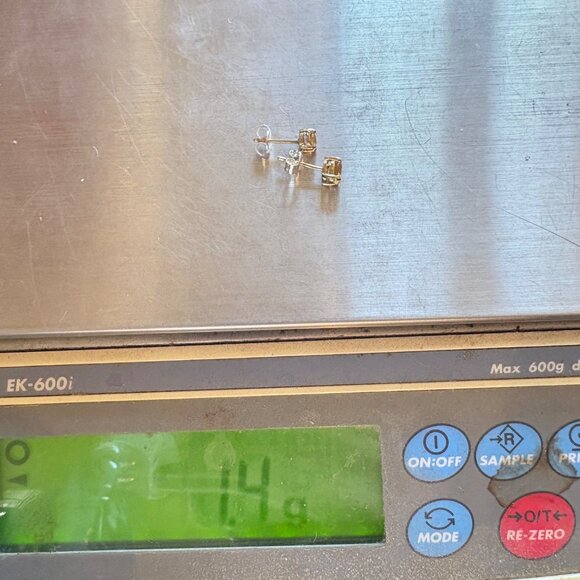 VTG Sterling Silver Gold Wash Oval Citrine Stud Earrings 1CTW Sterling Backs - Picture 8 of 8